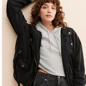 Free People Black Bomber Jacket